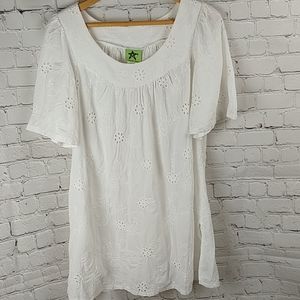 Beach Star Cotton Embroidered Eyelet Top/Coverup